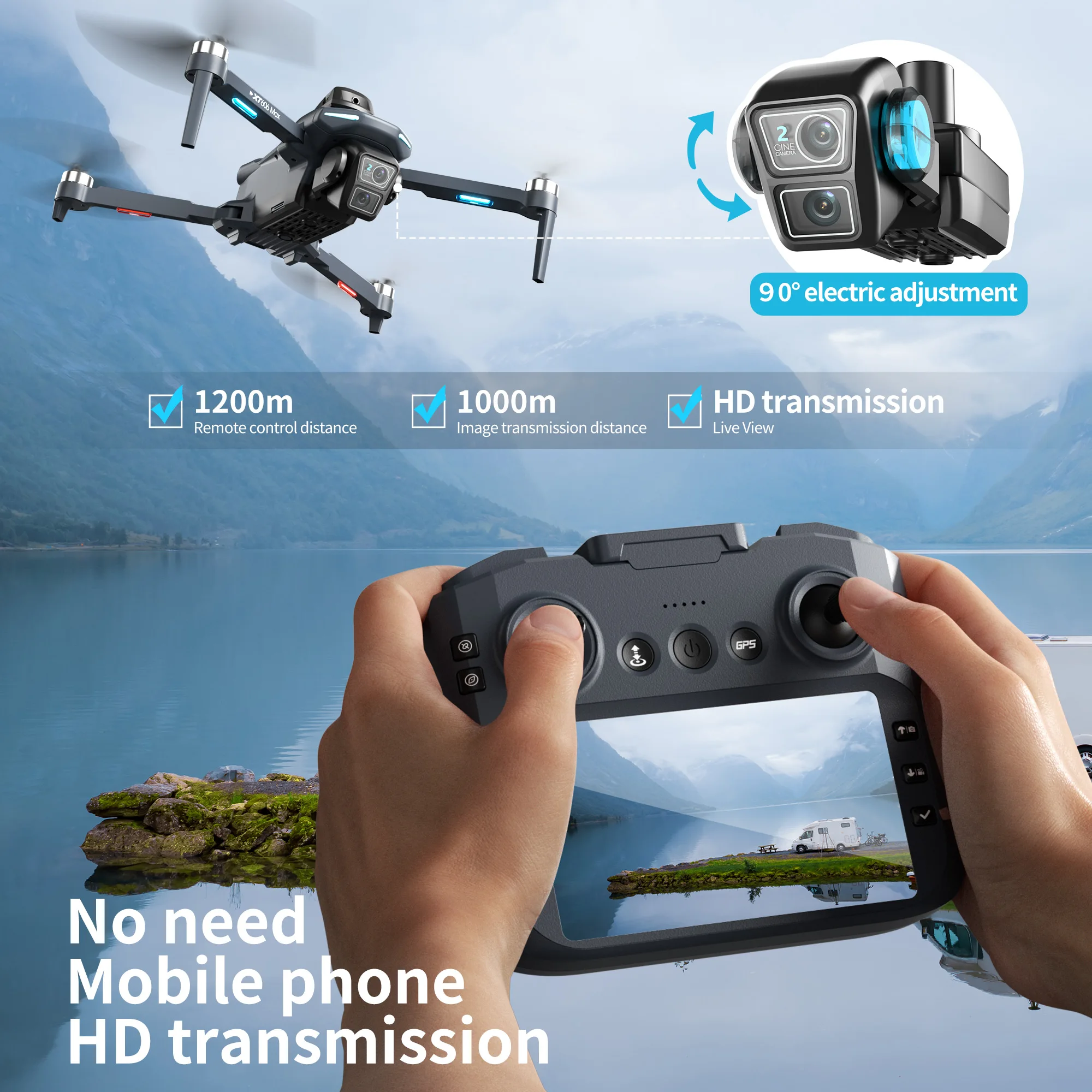 Drone XT606 MAX GPS 4K Profesi - Drone Surveying ulasan dan harga